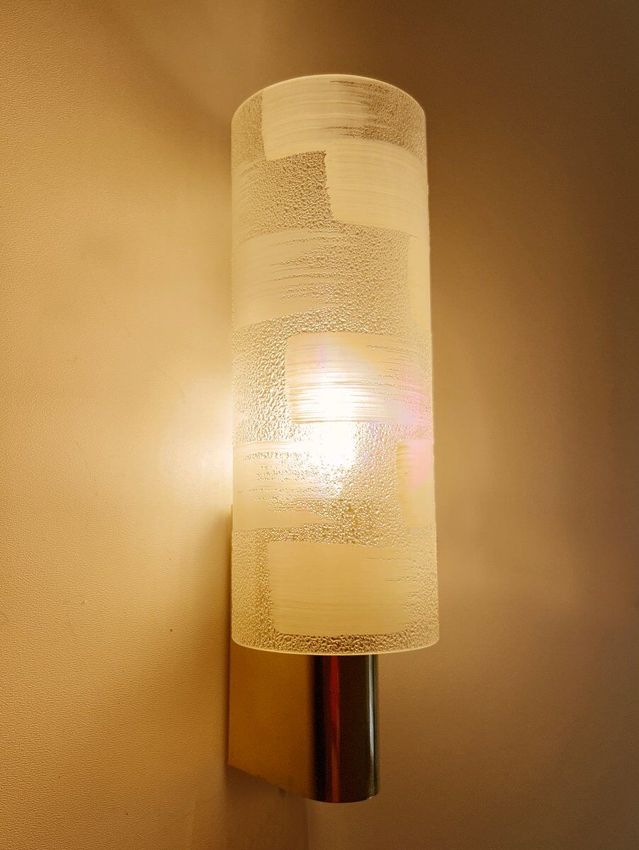Vintage brass and glass sconces, 1970s, set of 2