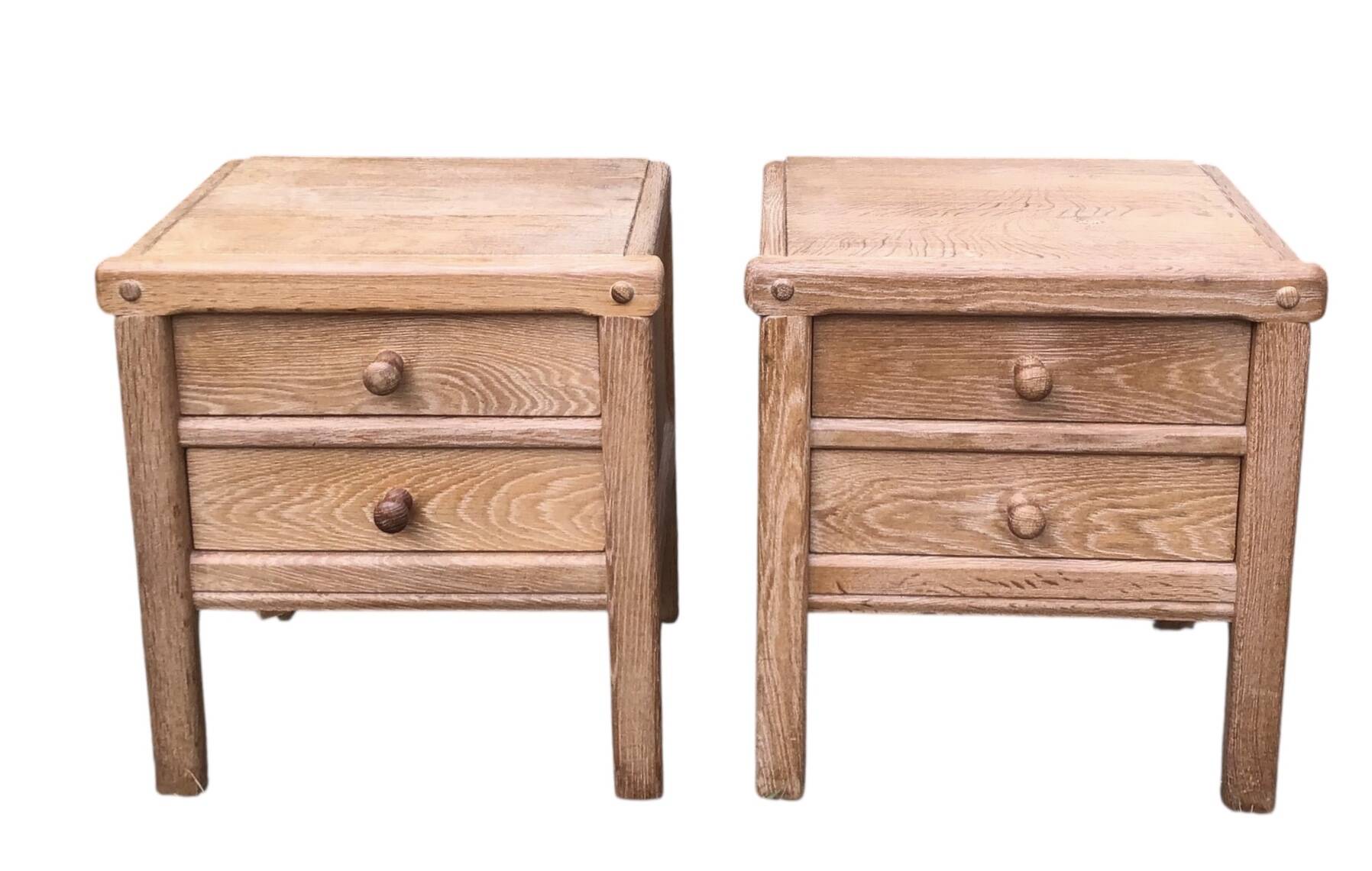 Pair of solid oak bedside tables circa 70-80