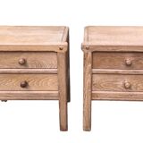 Pair of solid oak bedside tables circa 70-80