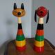 Wooden cat and dog stack toys