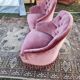 Pair of pink velvet toadstool armchairs