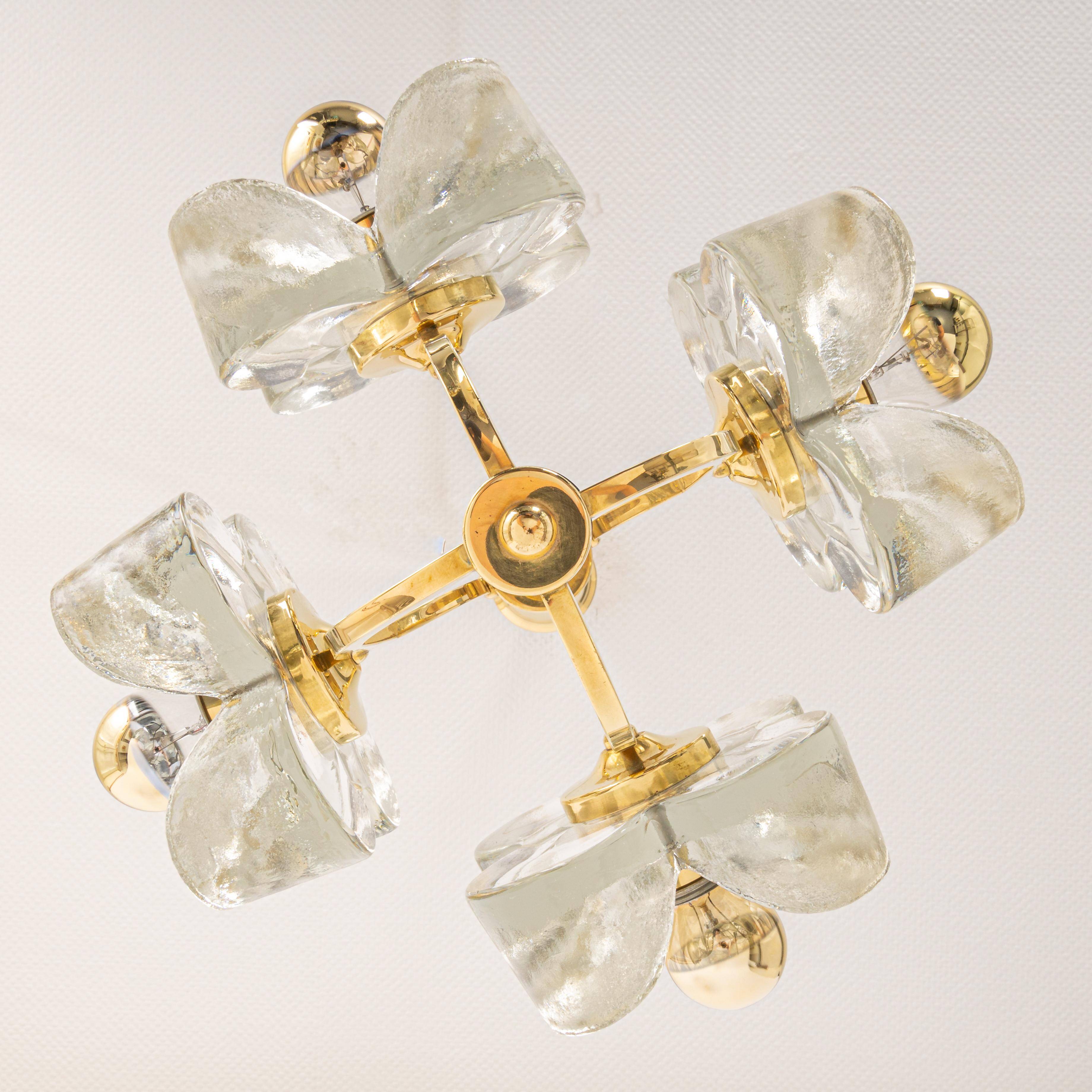Small brass and crystal glass pendant by Sische, Germany, 1970s.