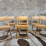 Set of 6 folding chairs blond wood