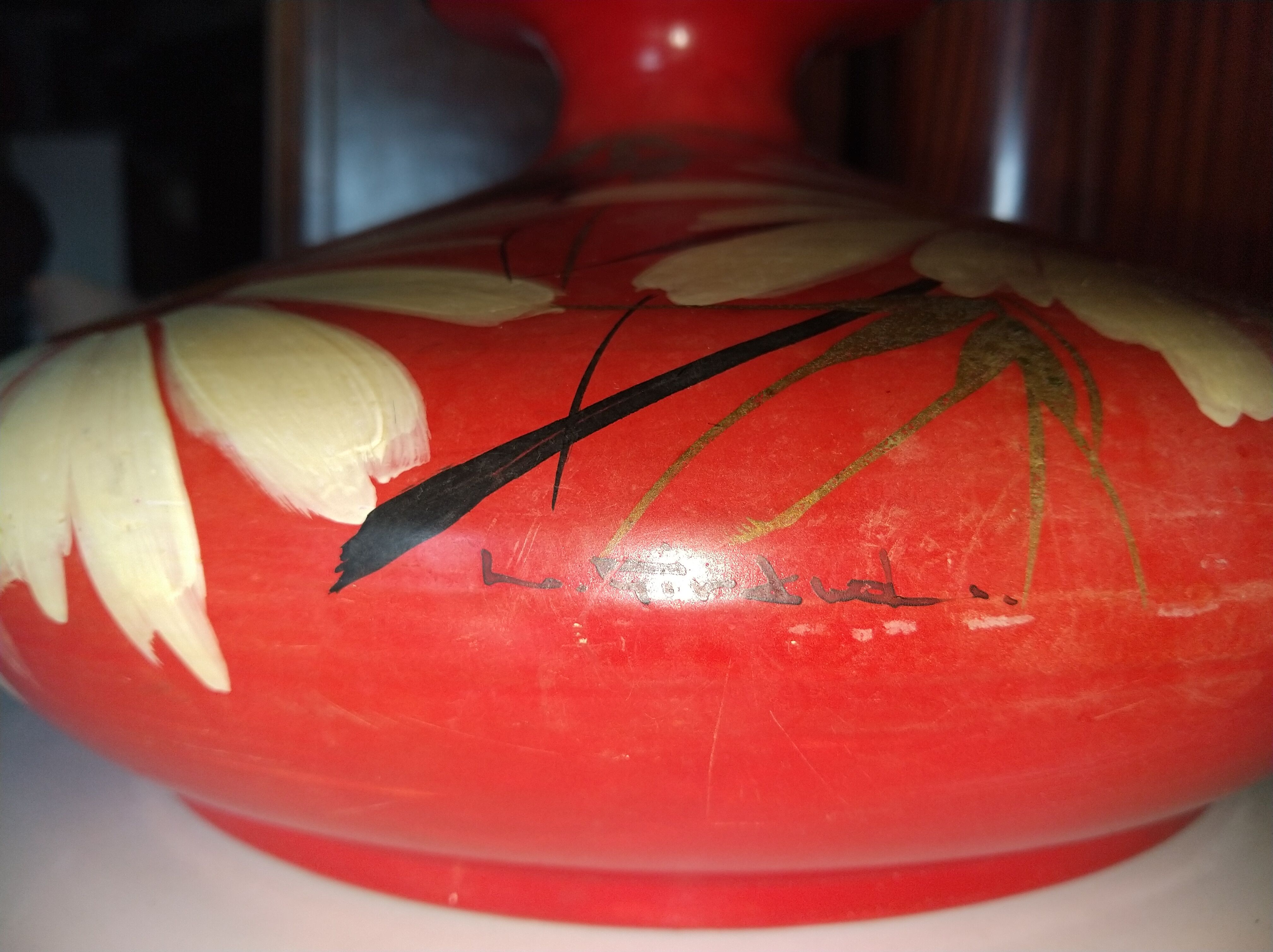 Ceramic vase painted by Louis Giraud, Vallauris, circa 1930