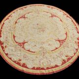 Large Circular Aubusson Style Rug / Round 3.05 M. Diameter