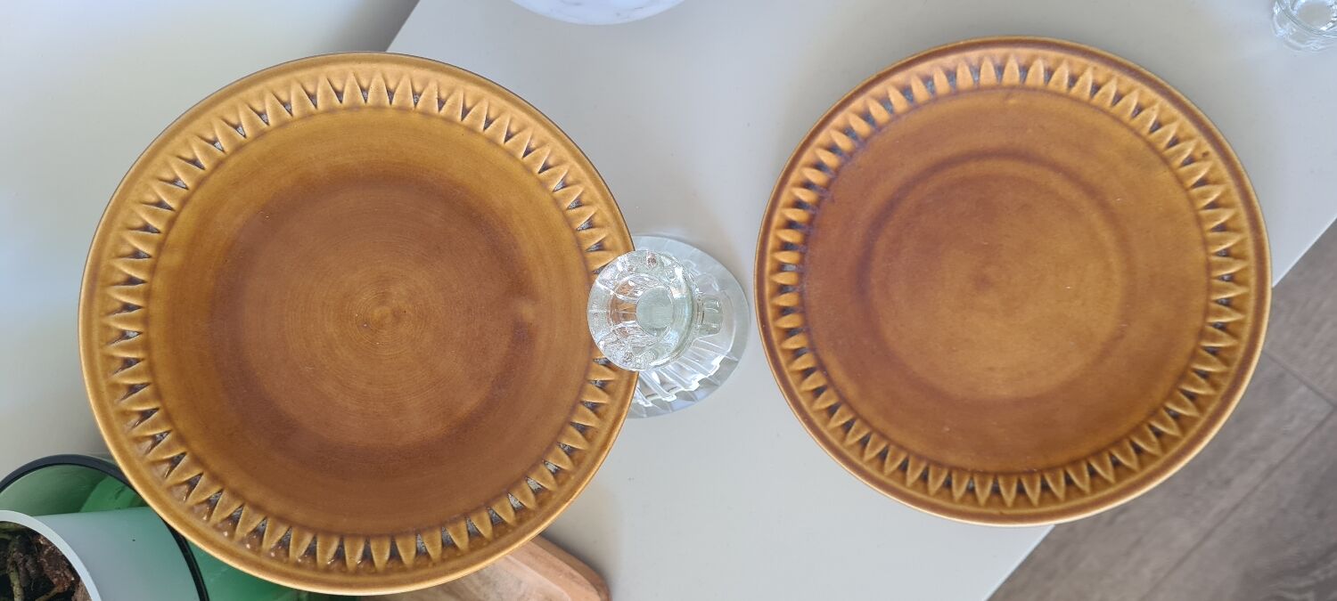Vintage ceramic plate pair honey - Kera Vitral, Czechoslovakia