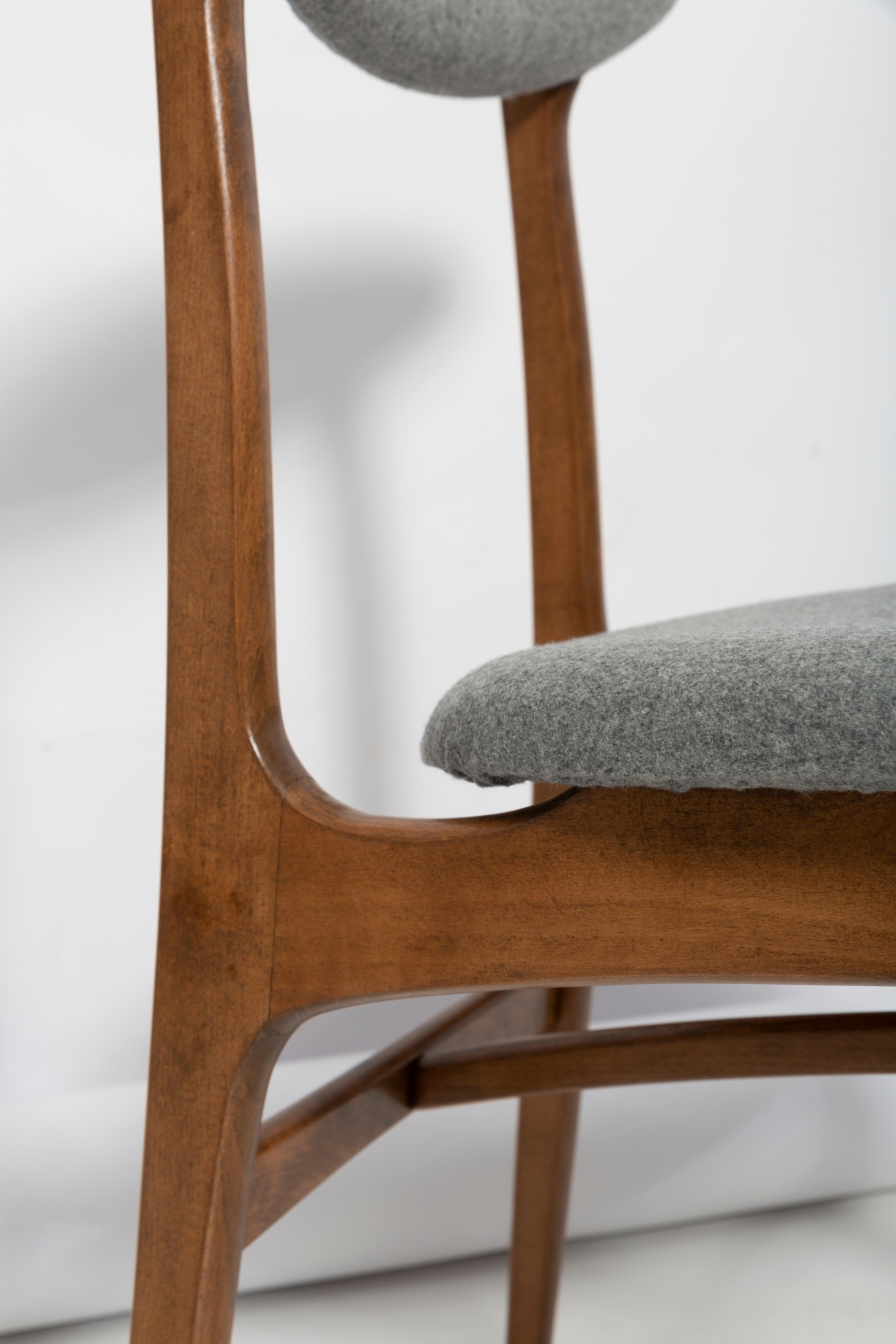 Grey wool chair in mid-century style designed by Rajmund Halas, Poland, 1960s.