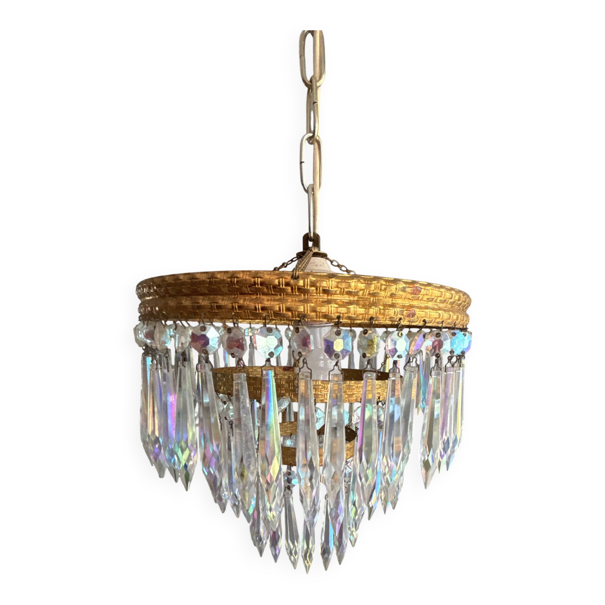 Crystal lustre and brass Železnobrodské Glass
