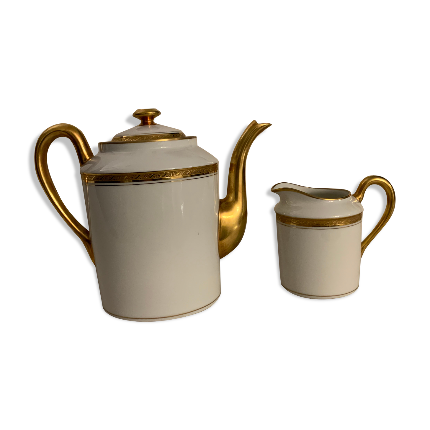 Pourer, teapot or coffee maker, and milk pot Jammet Seignolles Limoges