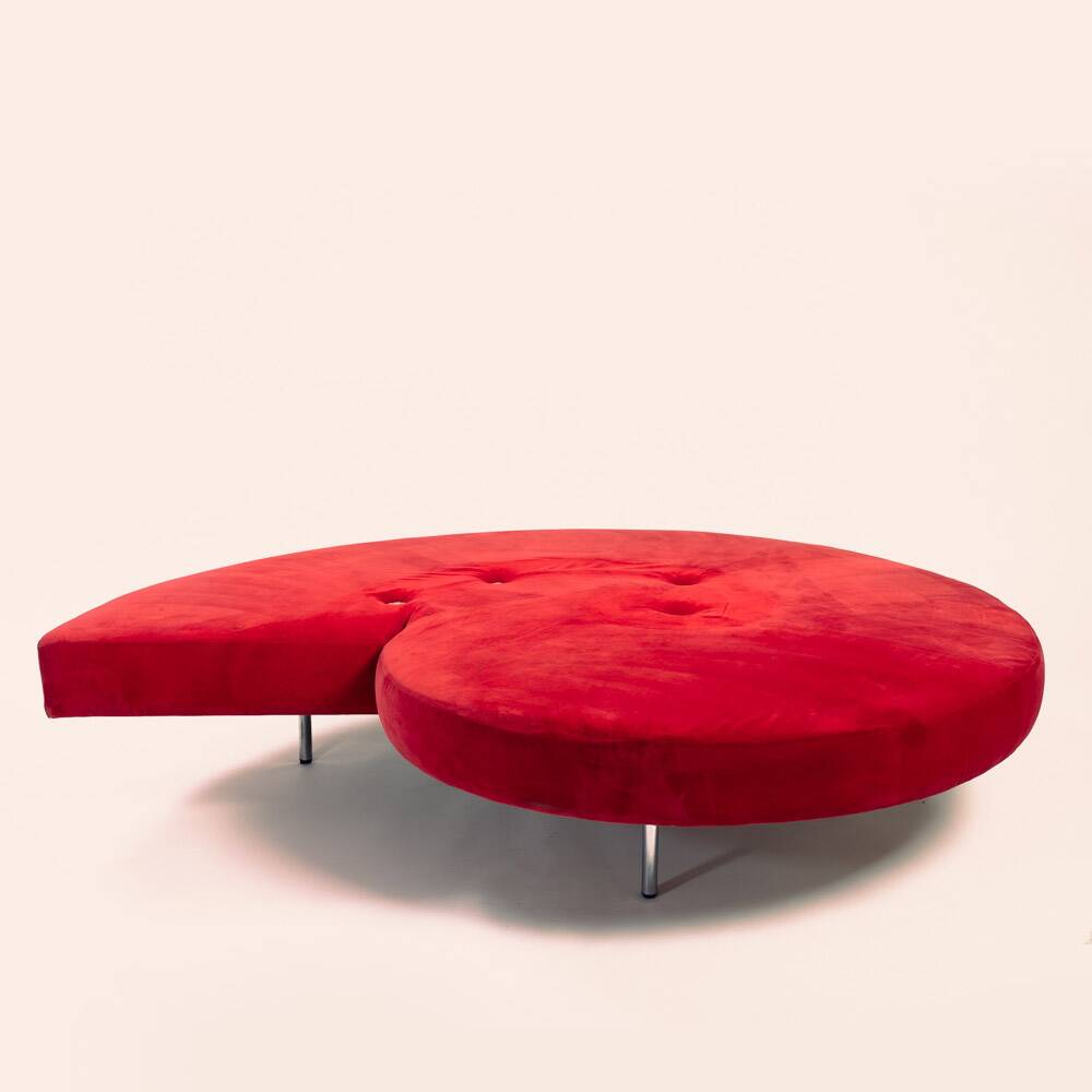 Red velvet Tatlin Sofa by Edra Italy