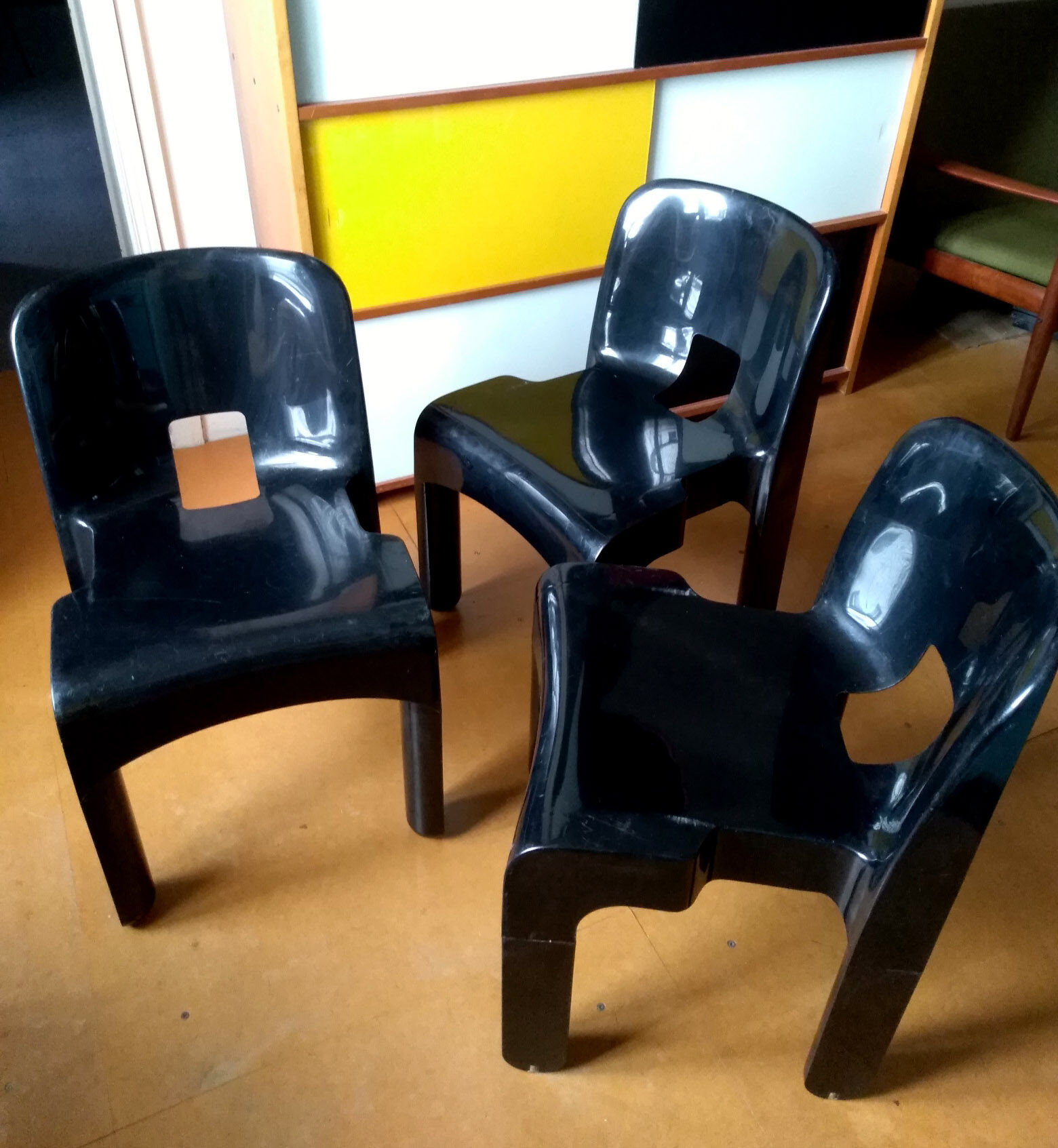Set of 3 chairs universal chairs 4868/69 Joe Colombo 1974