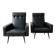 Pair of vintage 70s armchairs in black faux leather.