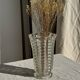 Vintage geometric moulded glass flared vase H21