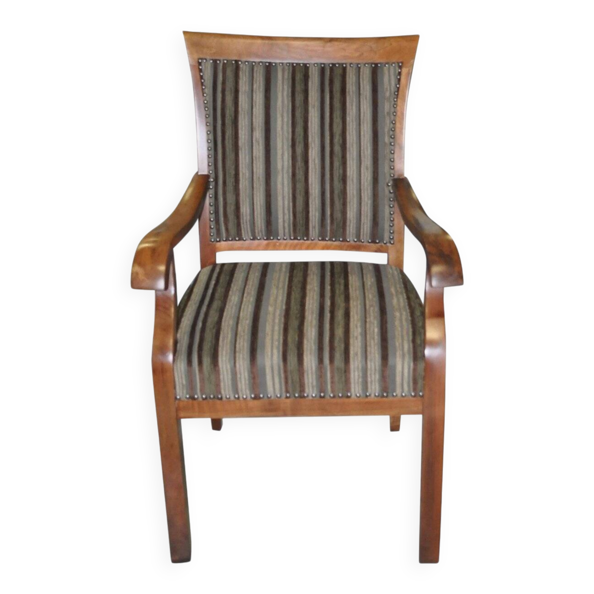 Art Deco bridge armchair from the 1930s in multicoloured velvet with a wooden frame.