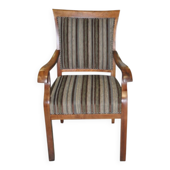 Art Deco bridge armchair from the 1930s in multicoloured velvet with a wooden frame.