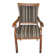 Art Deco bridge armchair from the 1930s in multicoloured velvet with a wooden frame.