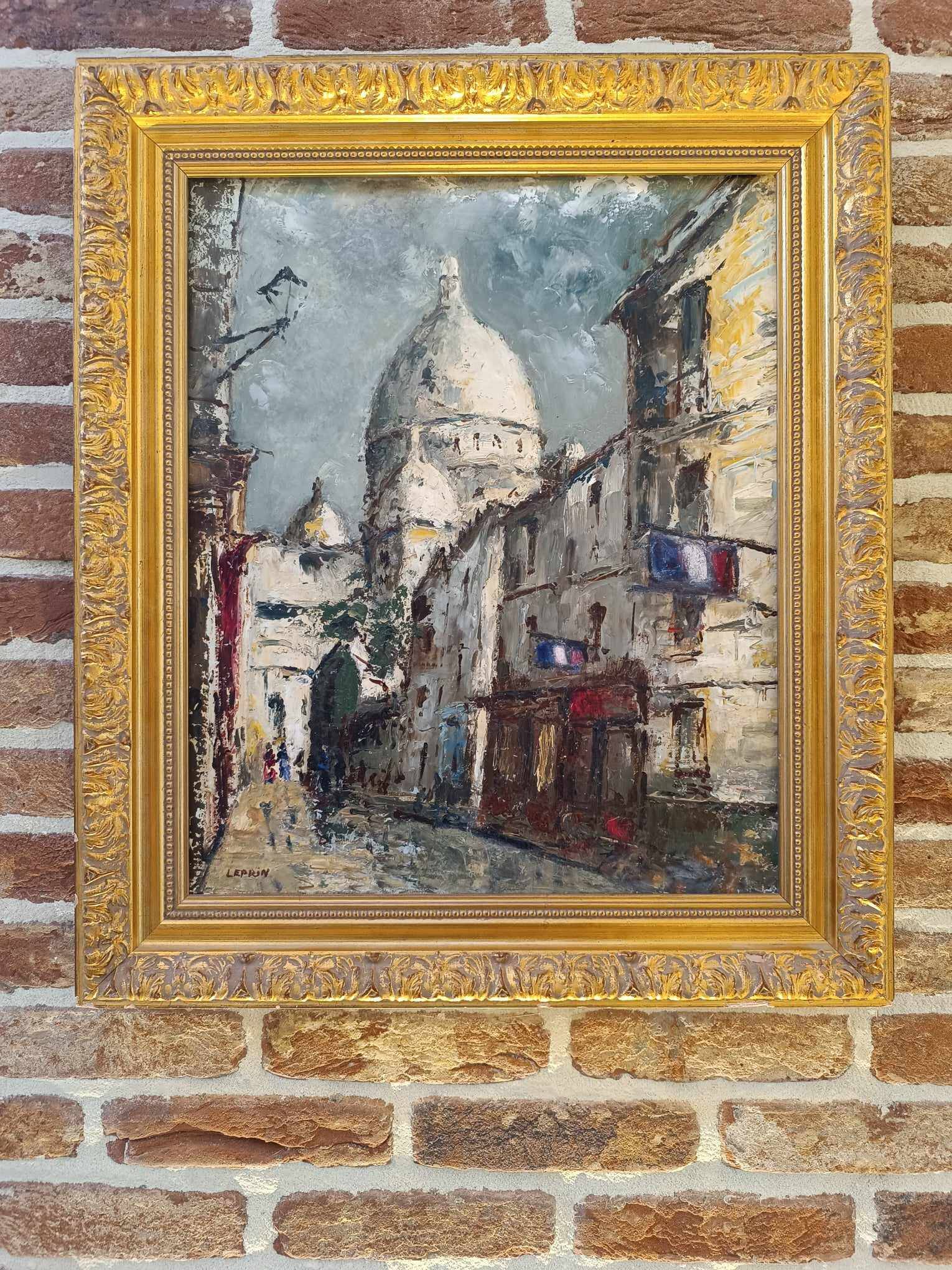 Painting by Leprin - Paris Montmartre rue du Chevalier de la Barre