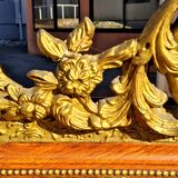 Authentic original Italian fireplace mirror, frame and pediment.