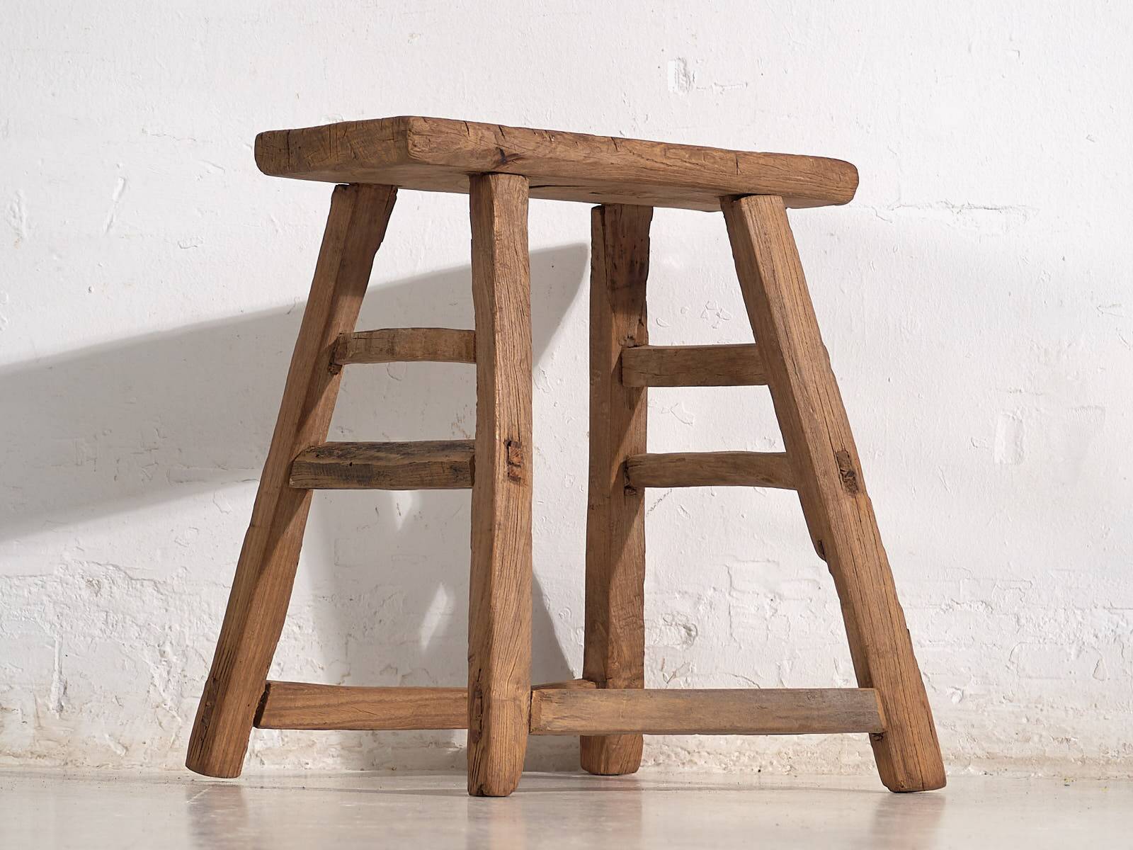 Large antique solid wood stool (c.1900)
