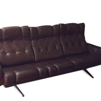 Sofa vintage Danish Leather Brown - 1970