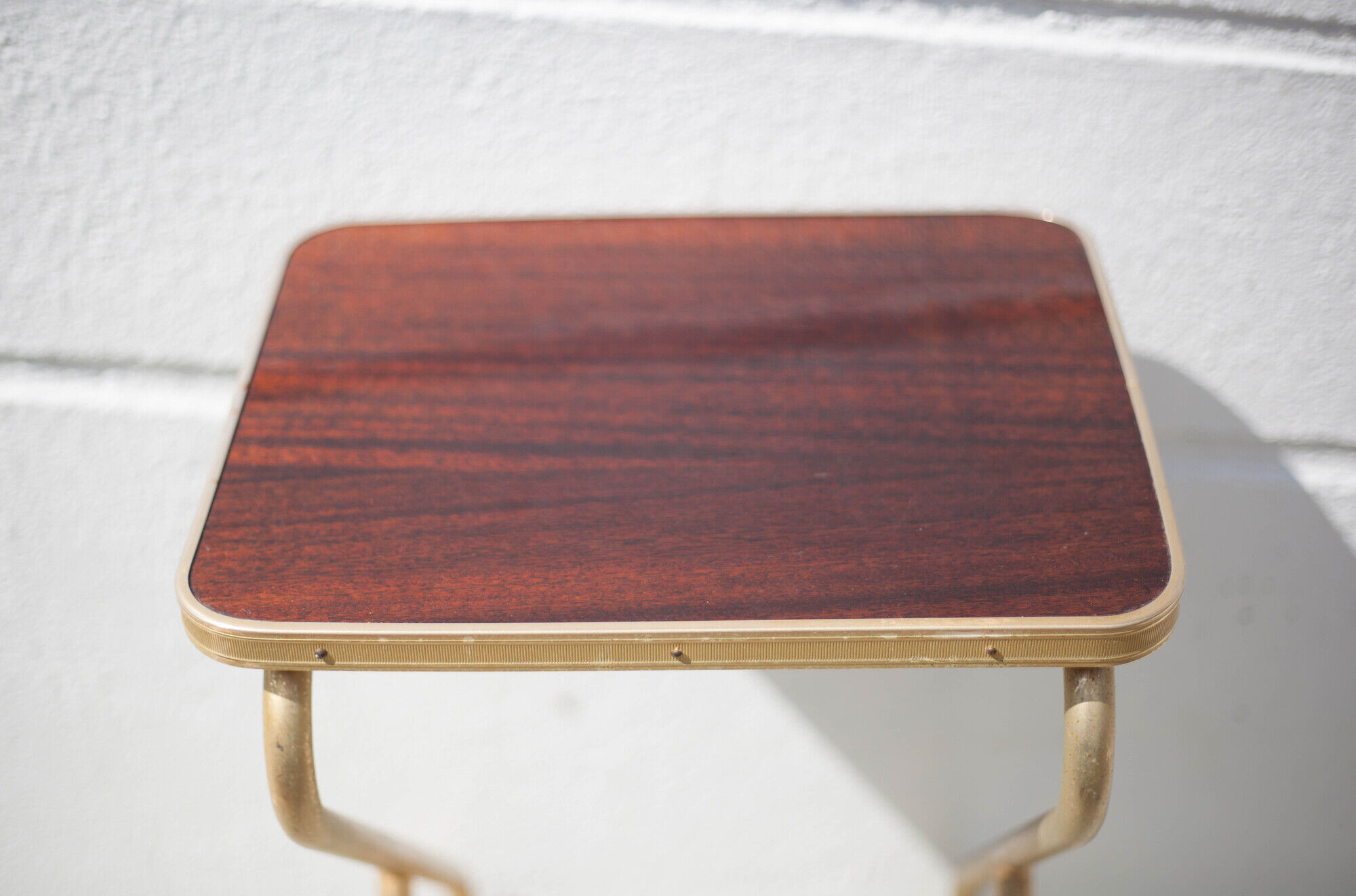 Metal wheeled tray with formica top, vintage wheeled cabinet, vintage side table