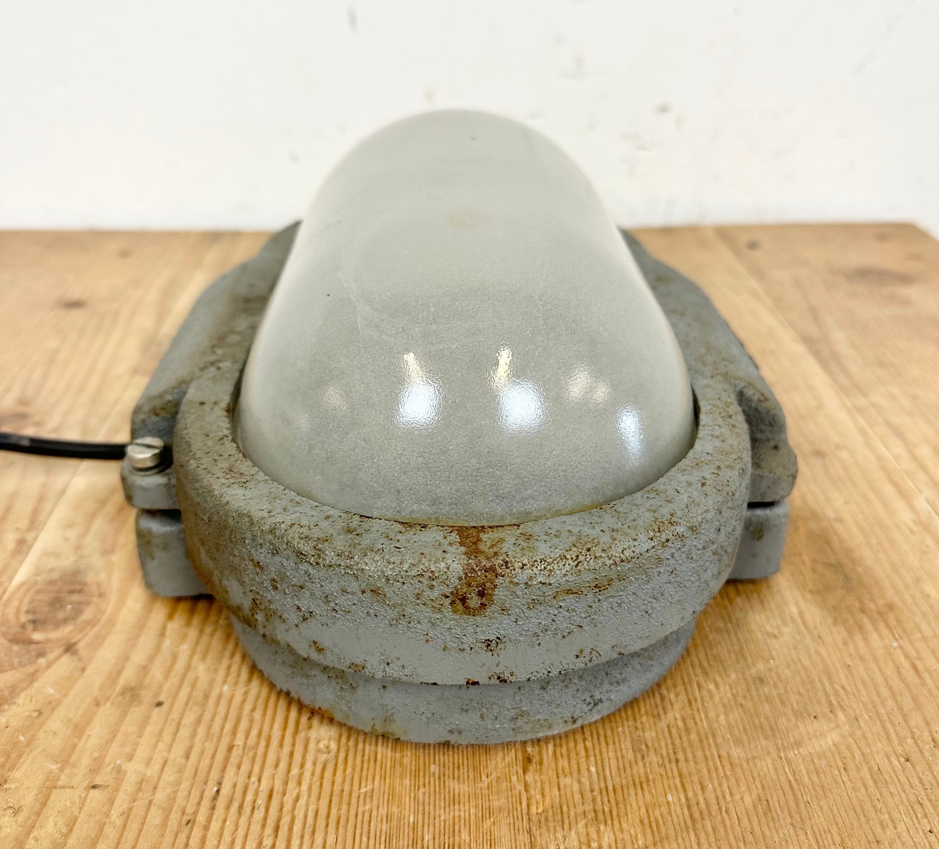 Grey Industrial Cast Iron Wall Light from Elektrosvit, 1960s