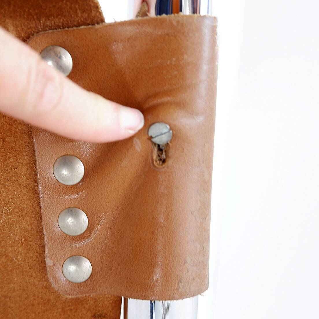 Vintage Leather and chrome Tubular Lounge Sling Chair, 1960s