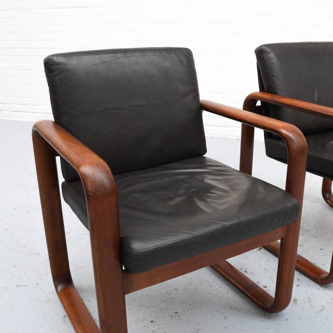 Fauteuil en frêne et cuir par Burkhard Voghterr pour Rosenthal, années 1970
