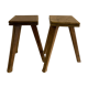 Pair of wooden stools rectangualaires, tripods and handicrafts