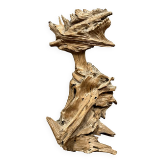 Brutalist art: large sculpture made from a teak root around 1970