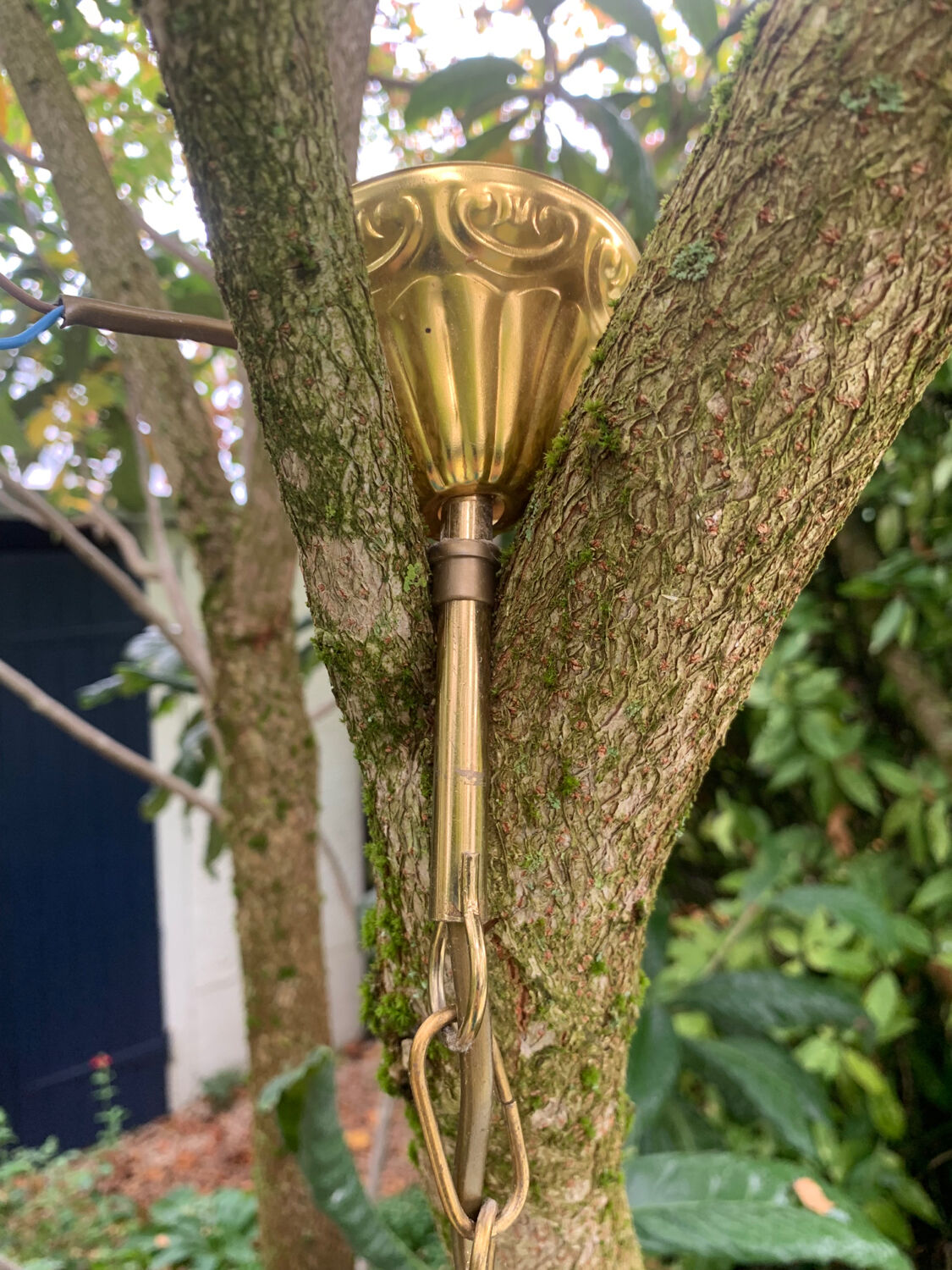 Chandelier, vintage mother-of-pearl lotus pendant 1980