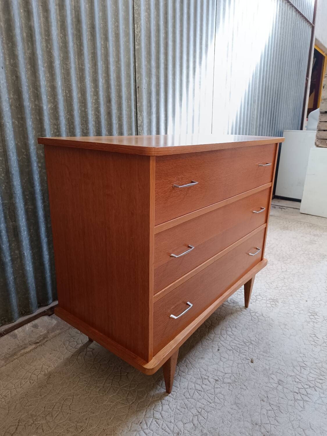 Scandinavian chest of drawers with compass feet