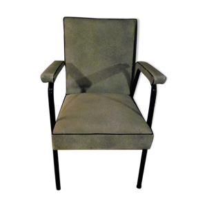 Fauteuil skaï et métal années