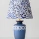 Dutch blue and white ceramic table lamp, 1977, with a new Liberty London shade.