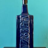 Tall blue enamelled stoneware lamp, signed "Désirée". Danemak 1965