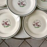 Set of 6 flat plates salins model "april" years 30-40