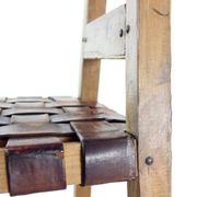 Large Vintage Bar Stool In Wood & Leather, Czechoslovakia 1950s