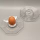 3 transparent egg cups in tempered glass arcoroc octime series, 1980 vintage