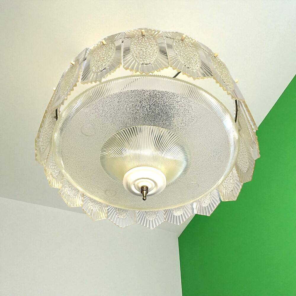 Mid century modern plexiglass chandelier for 4 lights