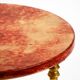Round, small 1960s Aldo Tura serving or bar trolley in red goatskin leather