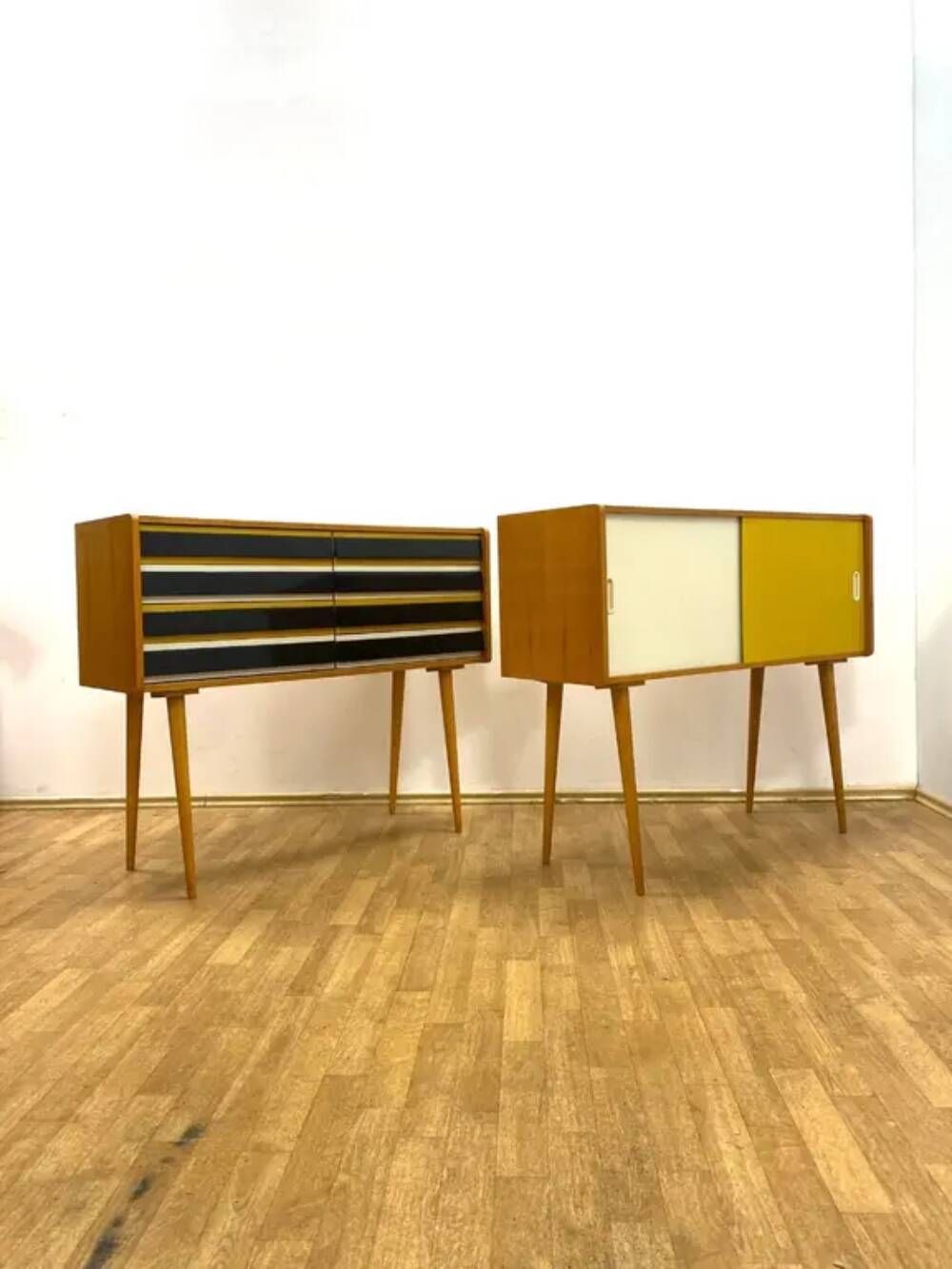 Retro chests of drawers, Jiří Jiroutek, 1960s, Czechoslovakia