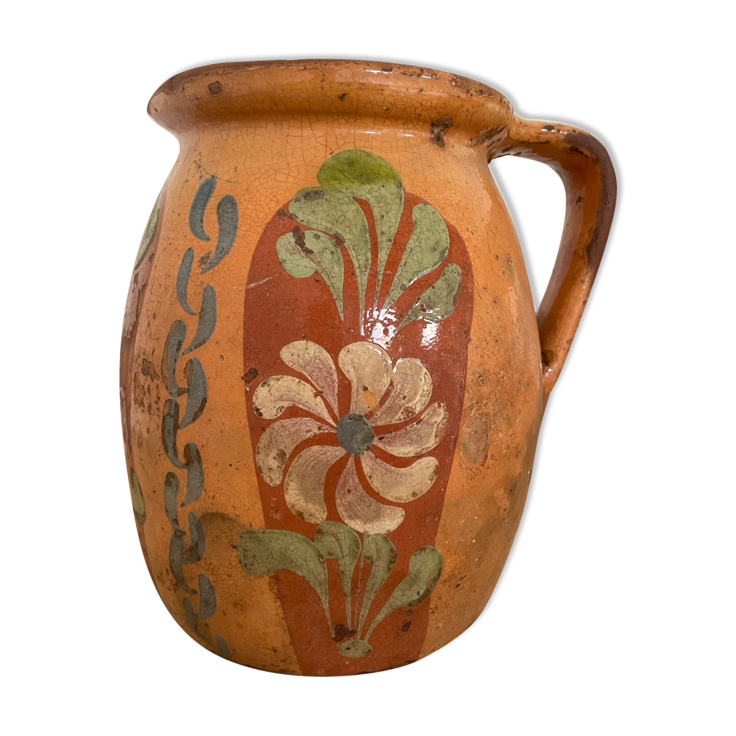 Vase vintage en terre cuite peint à la main