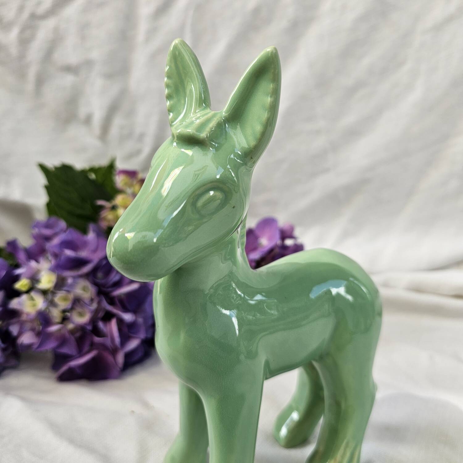 Mint green vintage ceramic donkey
