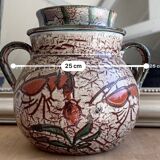 Grand pot en céramique décor poisson – pièce artisanale peinte à la main