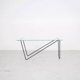 Table basse verre et acier années 50' forme libre