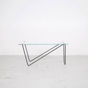 Table basse verre et acier années 50' forme libre