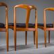 Juliane dining chairs in teak and black leather by Johannes Andersen for Uldum Møbelfabrik, Denmark, 1960s, set of 6