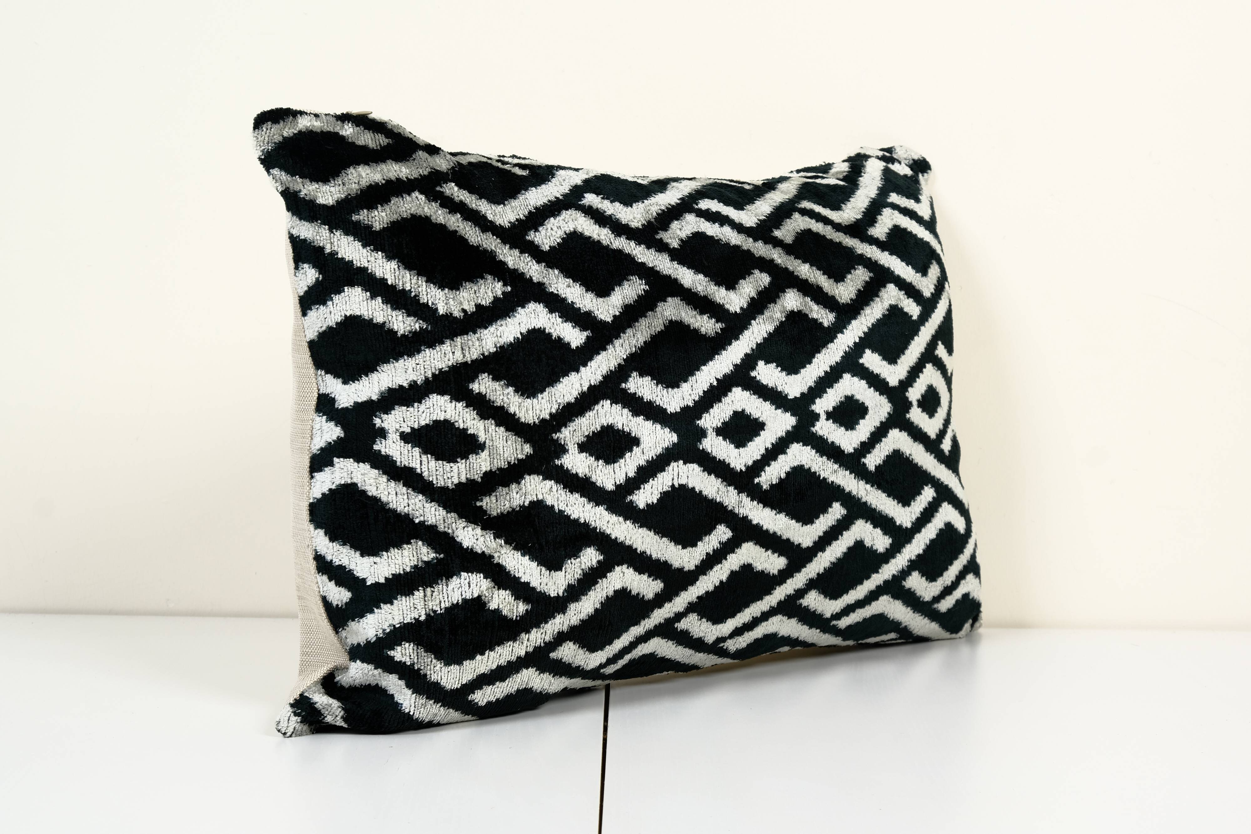 Ikat velvet pillow cover