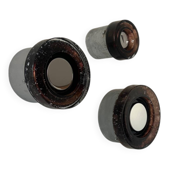 3 appliques Limburg en chrome et verre bullé, Allemagne 1960