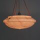 Large Art Deco pendant lamp in marbled glass with rope suspension, 1920s-1930s